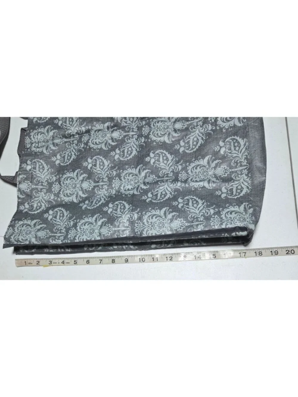 HomeGoods Gray Damask Reusable Shopping Tote Bag Handles Eco Friendly Recycle